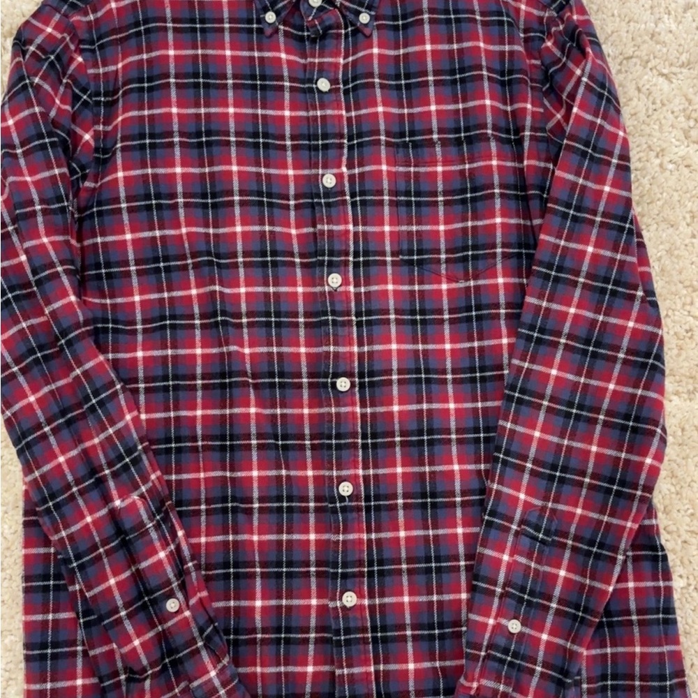 Men's Red and Blue Plaid Shirt